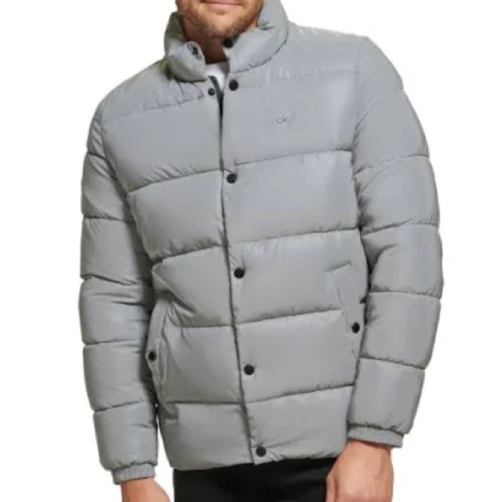 BNWT Calvin Klein Men’s Large Snap Front Puffer Jacket, Reflective